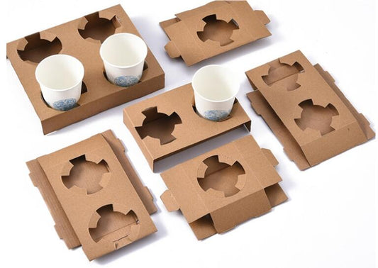 Custom Recyclable Paper Holder Tray to Go Takeaway Coffee Cup Holder Take-out