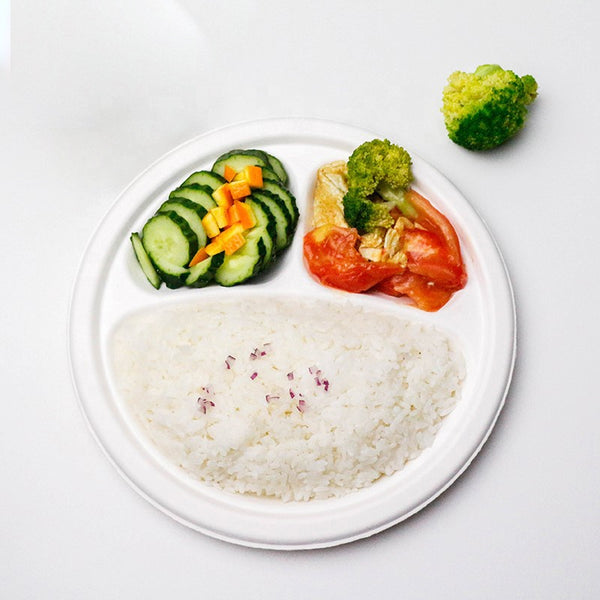 Biodegradable 3 Compartment Disposable Customized Shape Sectional Paper Plates - Fastfoodpak