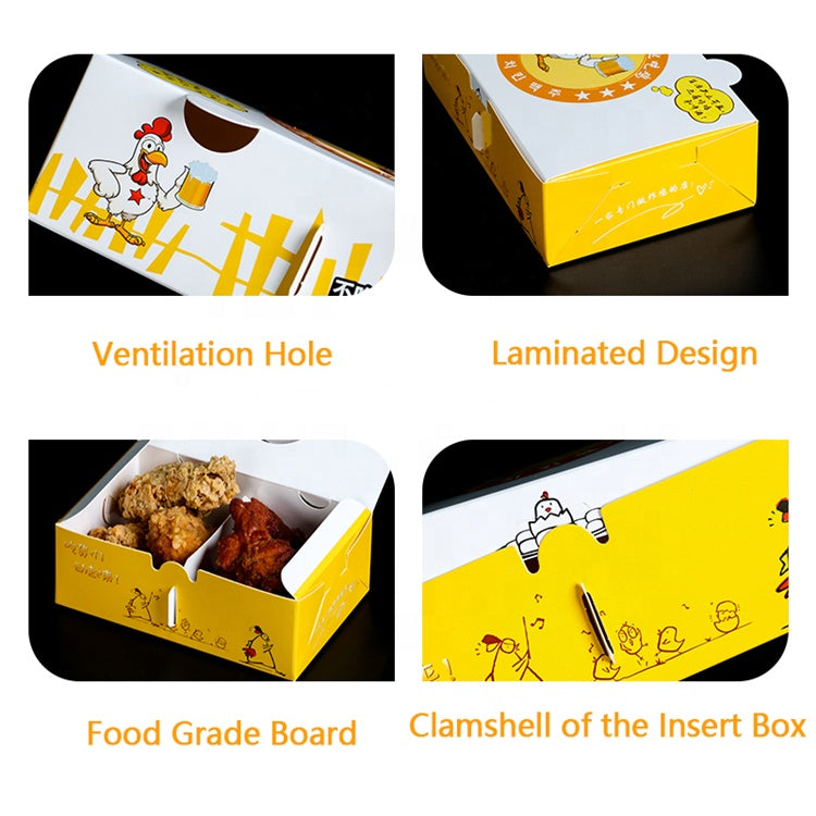 Custom Disposable  Paper Packaging Fast Food Takeout  Fried Chicken and Chips Box