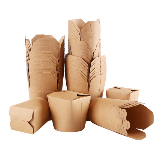 Custom Take Away Biodegradable Disposable Lunch Food Kraft Paper Noodle Packaging Boxes