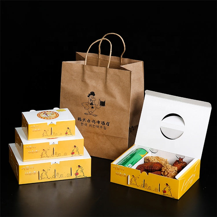 Embalaje de papel desechable personalizado Comida rápida para llevar Pollo frito y caja de patatas fritas