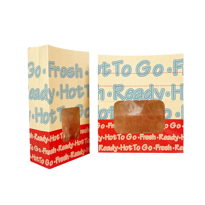 Recyclable Hamburger Fried Chicken Fast Food Kraft SOS Takeaway Paper Bag with Window