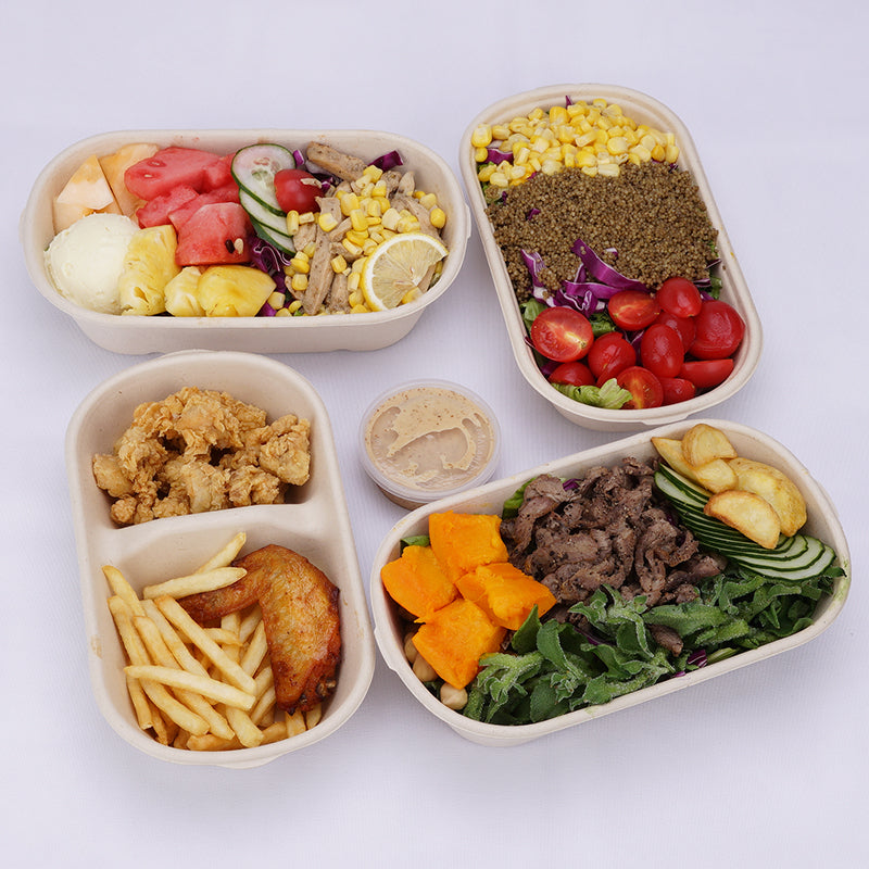 Disposable Meal Prep Bagasse Containers Fast Food Takeaway Container