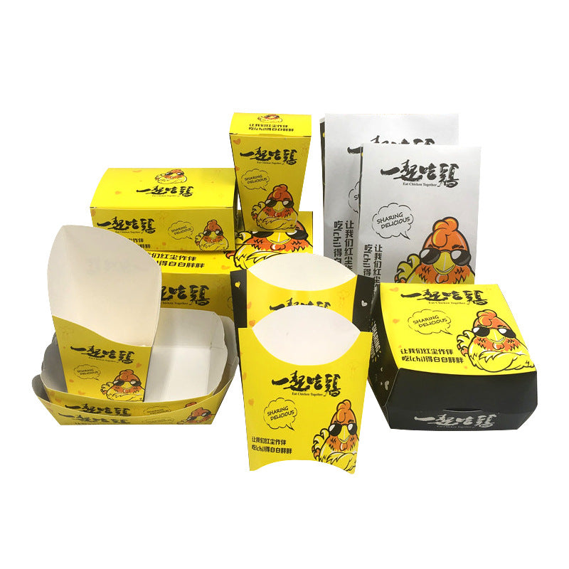 Recyclable Cardboard Bag Burger Fries Packaging with Logo Takeaway Fast Food Paper Box