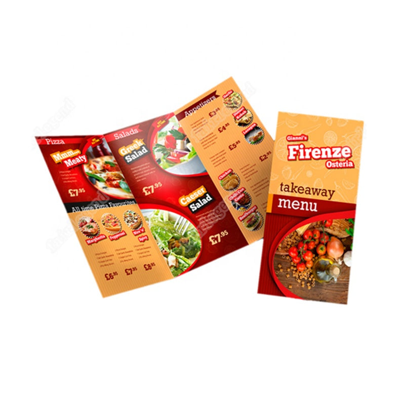 Service d'impression de brochures de dépliants de menus de restauration rapide personnalisés Impression de cartes d'insertion de dépliants en couleur