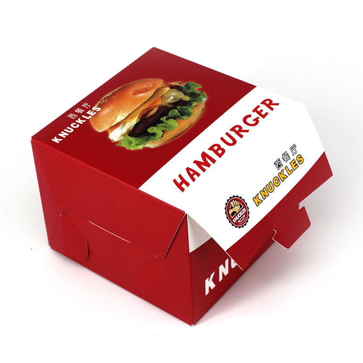 Boîte de hamburger de papier d'emballage d'hamburger de carton de catégorie comestible jetable faite sur commande