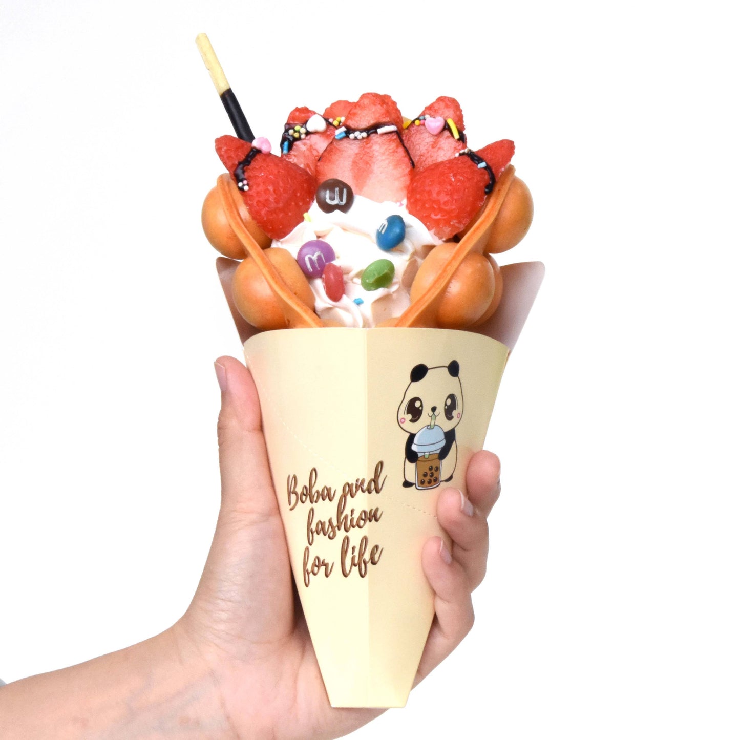 Customized Print Logo Triangle Paper French Fries paper Cone Bubble Cone Waffle Cone Holder