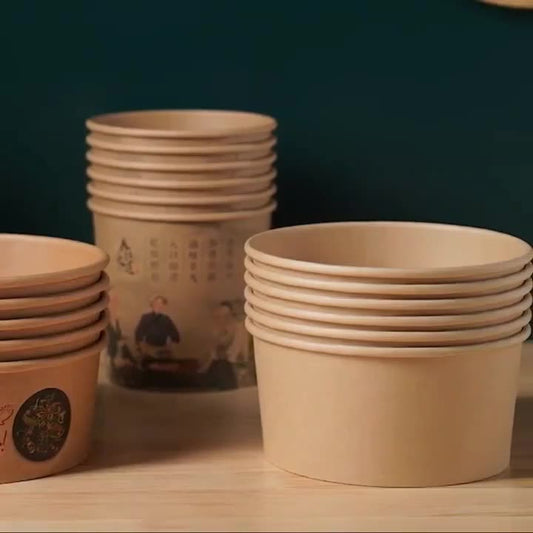 Supplier Wholesale Single PE Coating Salad Kraft Paper Food Bowl with Lid - Fastfoodpak