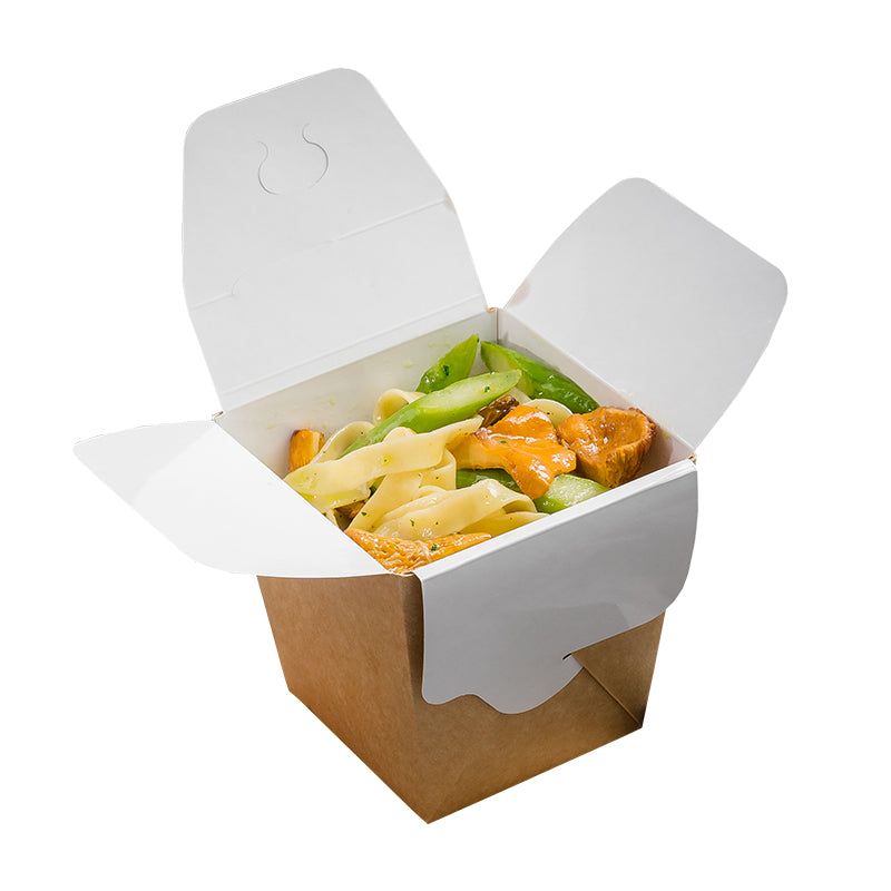 Boîte à lunch d'emballage en papier kraft alimentaire chinois bon marché à emporter biodégradable jetable personnalisé